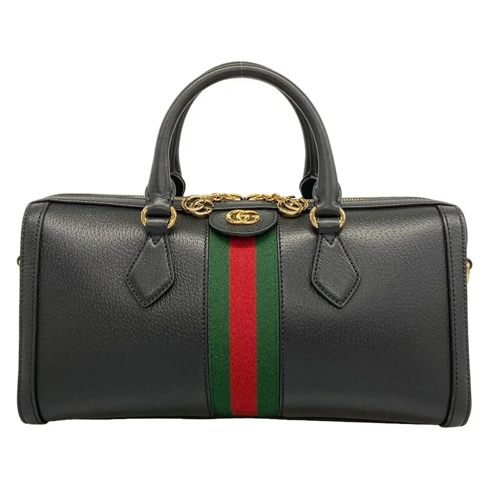 Gucci Ophidia Medium Top Handle Bag Handbag 524532 Black Green Red Leather